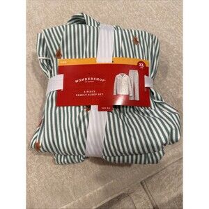 Kids Gingerbread Striped Long Sleeve Shirt & Pants PJ Set XL 14